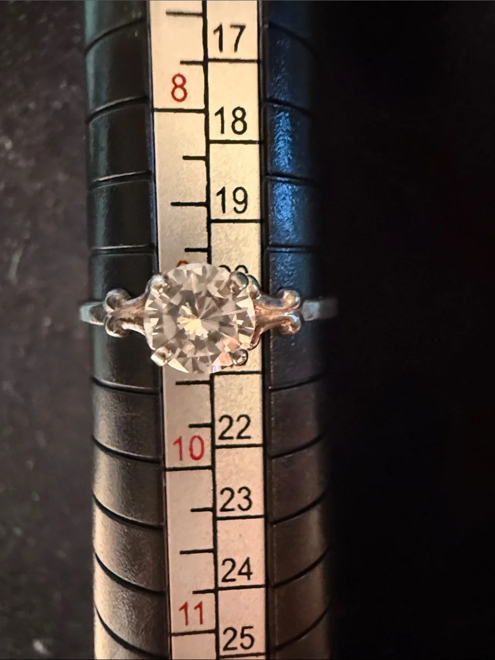 Silver-Tone Round-Cut Solitaire Ring in Clear Crystal Size 9